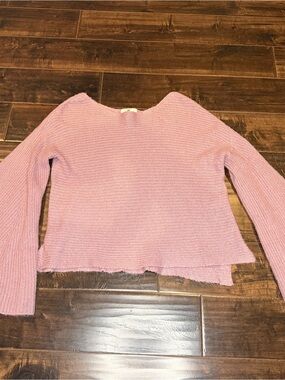 BP Nordstrom Bell Sleeve Sweater Knit Lavender Purple XS Fuzzy High Low Boho